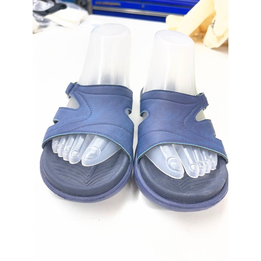 KuaiLu Womens Navy Blue Comfort Slide Sandals Adjustable Strap Size 7 US 37 EU